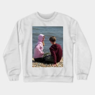 Lyme Love, young love on a beach a timeless scene Crewneck Sweatshirt